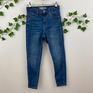 Topshop Jamie Moto denim wash high rise skinny jeans Sz 26